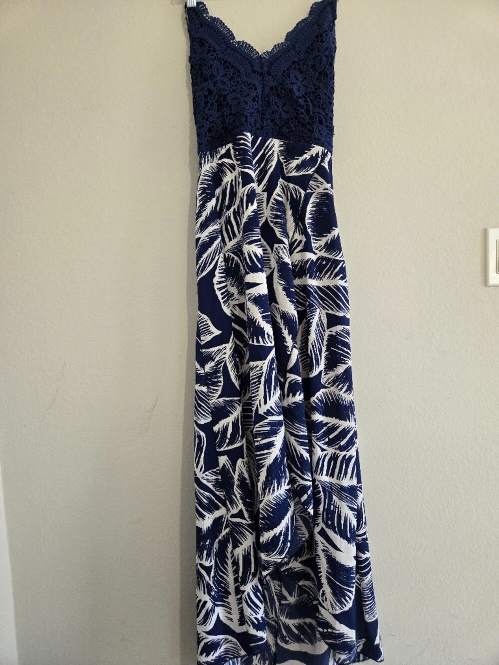 Blooming Jelly Crochet Lace Palm Leaf High-Low Maxi Dress XL